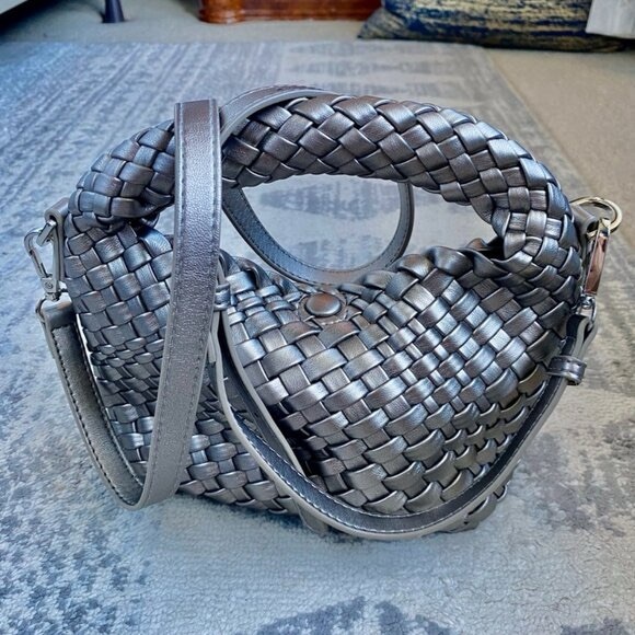 Silver Braided Vegan Leather Crossbody Bag - Picture 6 of 10